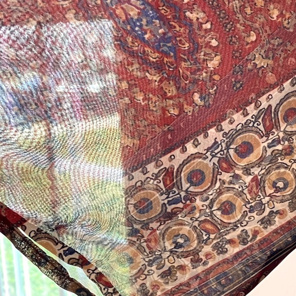 Sheer Paisley Boho Blouse with Bell Sleeves - Picture 9 of 9